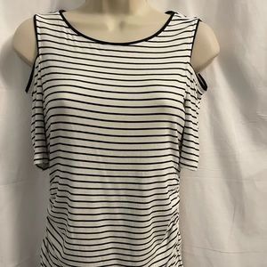 WHBM Striped Cold Shoulder Top SZ XS